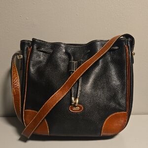 Bally Leather Bucket Crossbody Black & Cognac